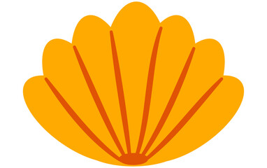 Scallop shell orange graphic illustration. Decorative bivalve seashell object © Euler