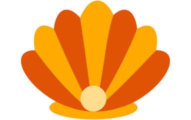 Seashell with pearl orange vector item. Marine bivalve mollusk shell graphic © Euler