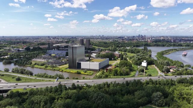 Aerial view of data center at Amsterdam Science Park