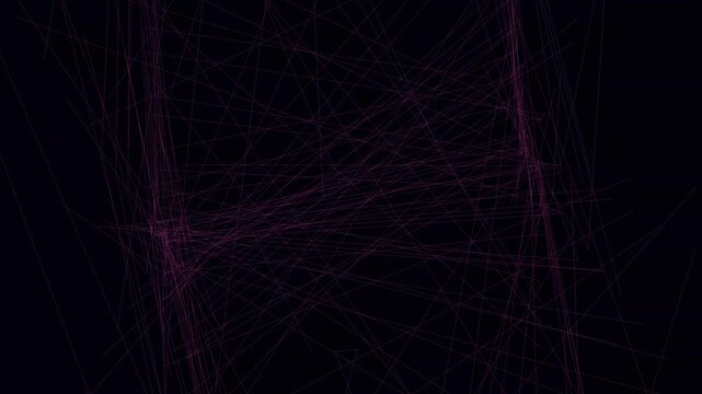 Abstract Geometric Background with Intersecting Thin Purple Lines Creating a Complex Web on Black Backdrop