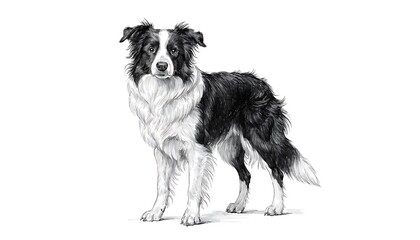 Obraz premium Beautiful black and white Border Collie dog standing