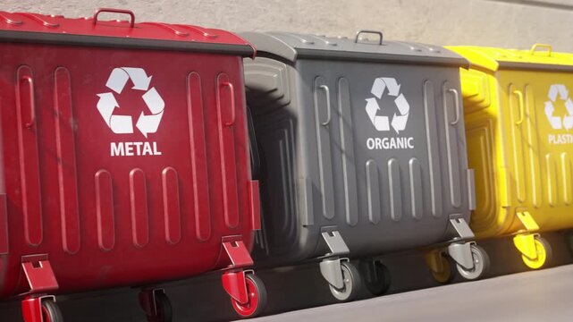 Recycle garbage containers bins of different colors for sorting wastes Ecology green environment