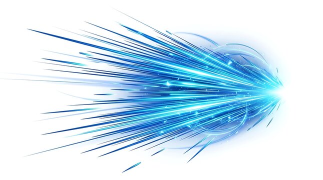 Blue light streaks on white background.