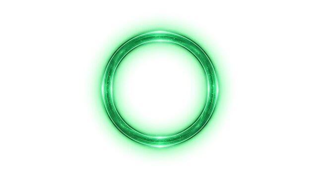 Glowing green neon light circle.
