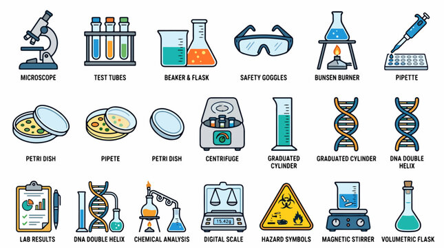 Laboratory equipment and science tools.