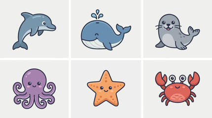 Cute marine animal illustrations © Grace