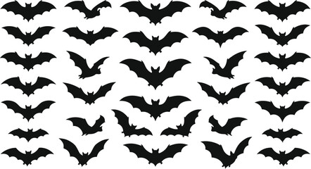 Fototapeta premium Black bat icons in flight formation