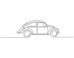 Fototapeta premium Continuous one line drawing of old vintage car. One line drawing illustration of old car. Retro vehicle, vintage automobile concept single line. Editable outline