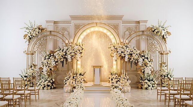 Wedding ceremony with floral decorations.