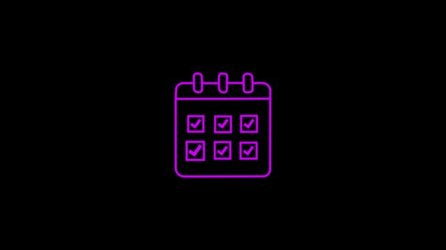pink Grid Pattern of Animated Calendar Schedule Icons with Check Marks Event Planning and Task Completion Calendar Grid Animation Background 