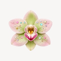 Naklejka premium Orchid adorned with colorful gems.