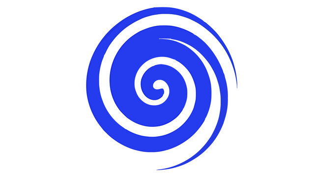 Blue spiral swirl icon, abstract vortex symbol for logo and UI isolated transparent PNG