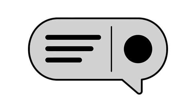 Rounded chat bubble card icon with profile circle, minimal message UI outline isolated PNG