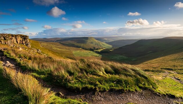 a beautiful landscape view from the top of a mountain in yorkshire hike to roseberry topping near teesside