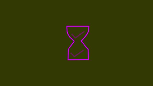 Animated hourglass line icon with check marks on pink background for task completion time management progress loading and schedule UI design