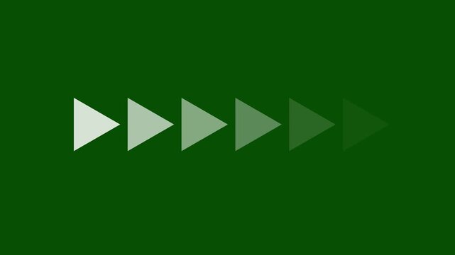 Animated Fast Forward Arrow Sequence Icon on Green Background Speed Up and Forward Arrow Loading Animation Motion Graphic