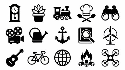 Collection of black and white icon symbols. © Kodi