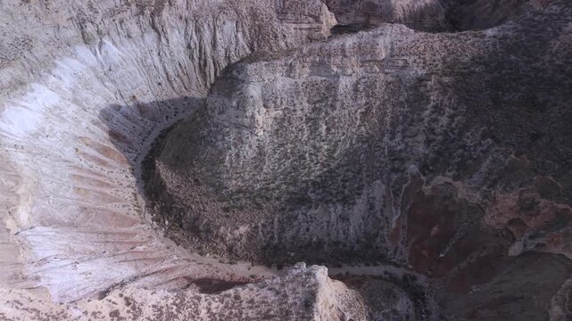 Aerial view of the landscape and surroundings of the Barranco del Gran Ca&ntilde;&oacute;n Blanco in the village of Remolinos in the Ribera Alta del Ebro region, province of Zaragoza, Aragon, Spain, Europe