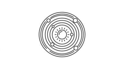 Stylized Solar System with Sun and Planets in Orbit. © Sakduna