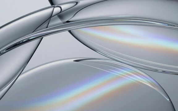 Pearl glass curves with iridescent highlights background