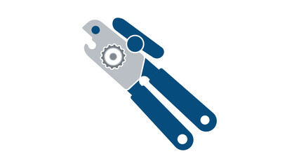 Modern flat vector icon of a handheld can opener on white background. This professional illustration represents an essential kitchen tool for opening tin containers in a clean and simple style. © MD