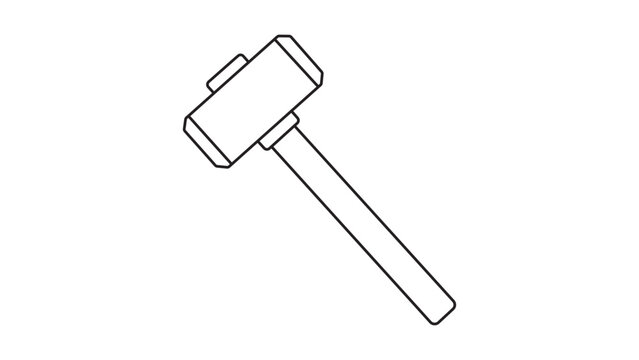 Minimalist sledgehammer vector icon illustration with editable stroke weight for construction and demolition work, professional heavy duty hand tool isolated on white background for design.