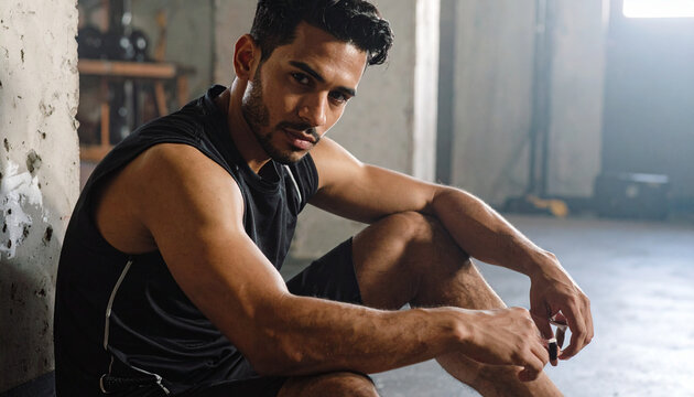 Man resting after workout