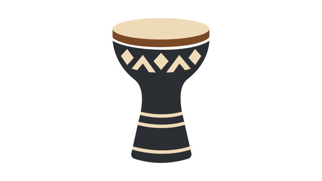 Traditional goblet drum vector icon with a hand-drawn illustration style. Minimalist music instrument design suitable for cultural education, festival promotion, and scalable world music art.