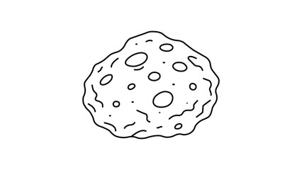Detailed lunar rock vector icon with an editable stroke, showcasing crater textures and volcanic moon stone details for space exploration projects in a clean minimalist outline illustration. © Mollika