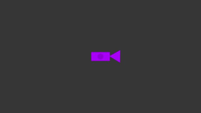 Animated video camera recording icon with REC dot symbol on white background for movie production filmmaking web design and video streaming 