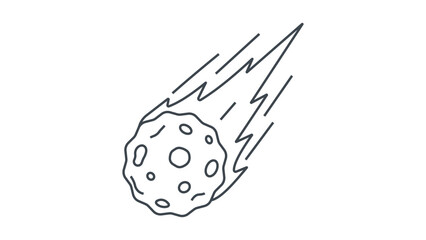 Professional meteorite vector icon with editable stroke, falling asteroid illustration for space exploration and astronomy projects, customizable line weight scalable minimalist art. © Adnan