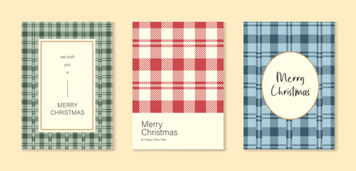 Fototapeta premium Christmas and Happy holiday greeting card vector set. Elegant wallpaper with geometric Christmas elements and pattern . Holidays design illustration for cover, print, poster, Happy New Year, ads.