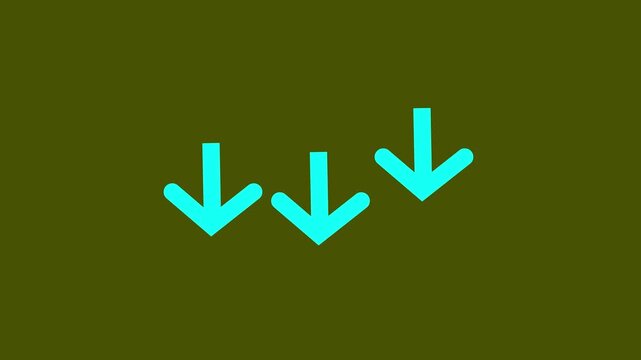 Animated Downward Arrows Sequence Line Icon on Dark yellow Background Download Indicator and Price Drop Bouncing Arrows Motion Graphic