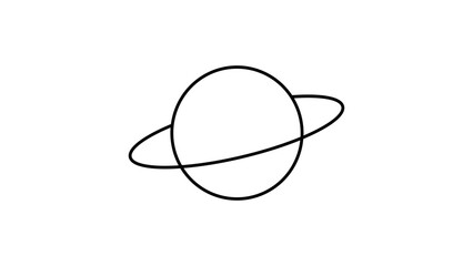 Minimalist planetary ring vector icon illustration with editable stroke weight. Clean thin line art of cosmic orbits for astronomy science graphics. Customizable simple celestial geometry design. © Adnan