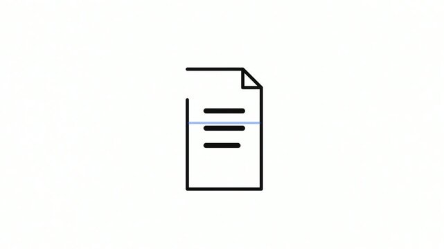 Animation of document icon on white background, motion graphic loop