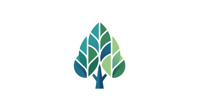 Stylized green tree logo with geometric leaf shapes.