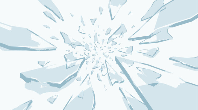 Broken glass 3D vector shatter explosion fragments, sharp ice splinters on white background. Danger flying crystal piece, destroy windshield smithereens concept. Broken glass realistic clipart 