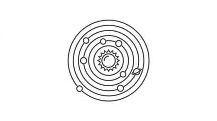Stylized illustration of the solar system with planets orbiting the sun. © Muhmd