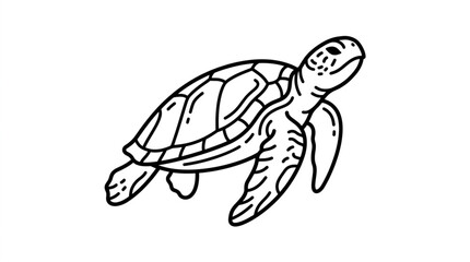 Sea Turtle Illustration Line Art. © Ahmad