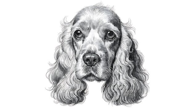Portrait of a curly coated spaniel dog looking straight