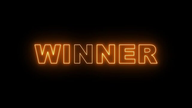 Animated glowing flickering neon inscription winner. neon winner text animation.4k motion graphics video animation