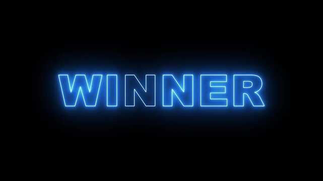Animated glowing flickering neon inscription winner. neon winner text animation.4k motion graphics video animation