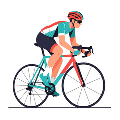 Fototapeta premium Cyclist riding racing bike, sport, healthy lifestyle, action, isolated on white
