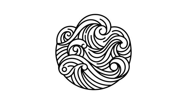 Creative Black and White Intricate Maori Koru Wave Pattern Design Minimalist Abstract Swirl Artwork