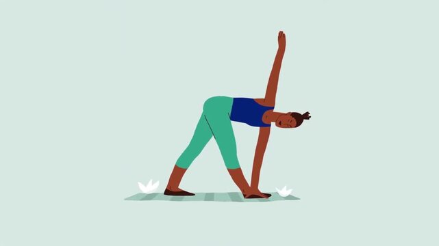 2D Animated Woman Performing Asana Yoga Pose Flat Vector Graphic Motion Loops for Healthy Lifestyle Apps Wellness Explainer Videos Website Ads