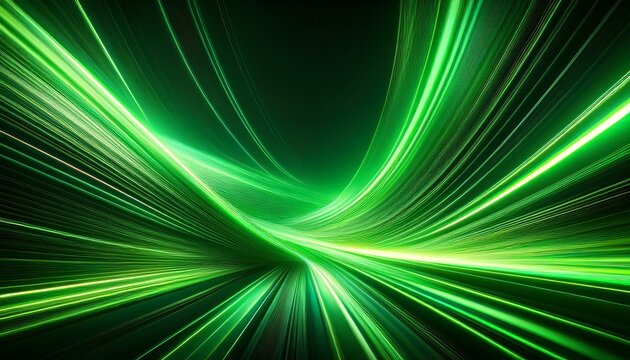 abstract green light streaks in motion