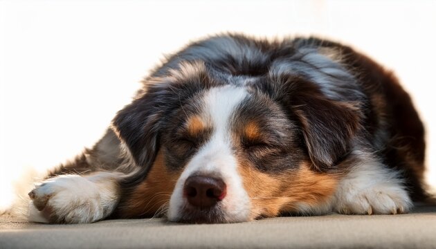 sleeping australian shepherd dog
