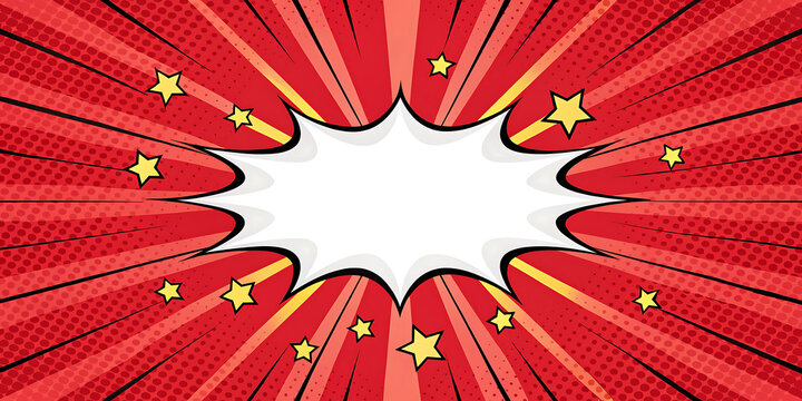 Dynamic red sunburst speech bubble for comic book design