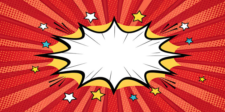 Comic book style red speech bubble explosion background