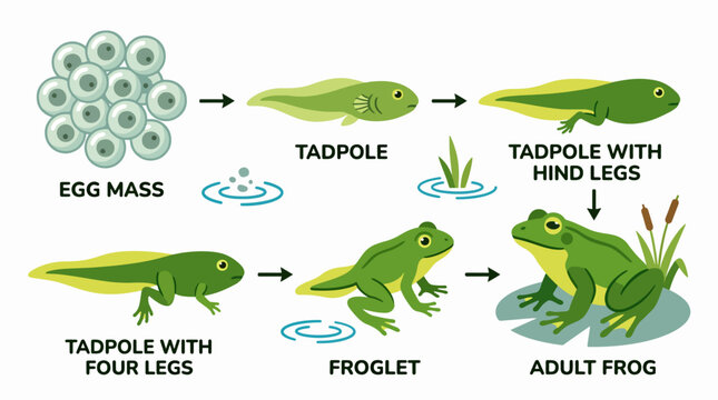 Green Frog Life Cycle Stages.